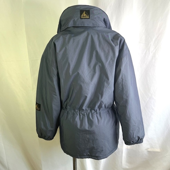 VALANGA BLUE WINTER COAT WARM VINTAGE WITH HOODIE COAT FAUX SHERPA WOMAN SIZE 12 - Picture 4 of 16